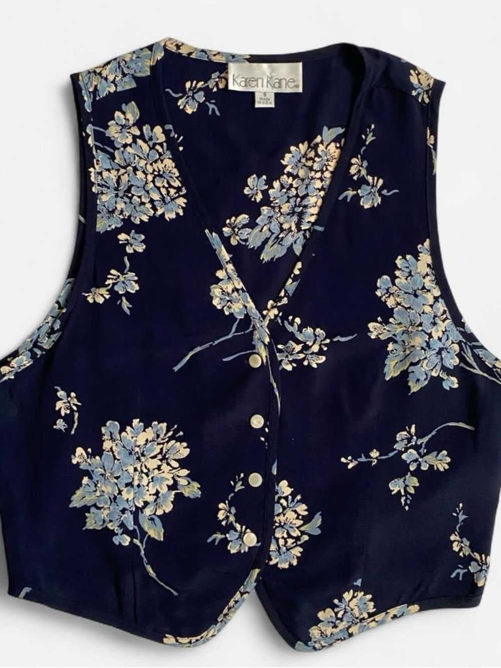 Vintage 90s navy floral sleeveless vest top